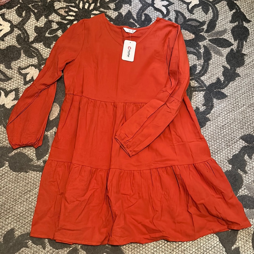 Burnt Orange Linen Dress
